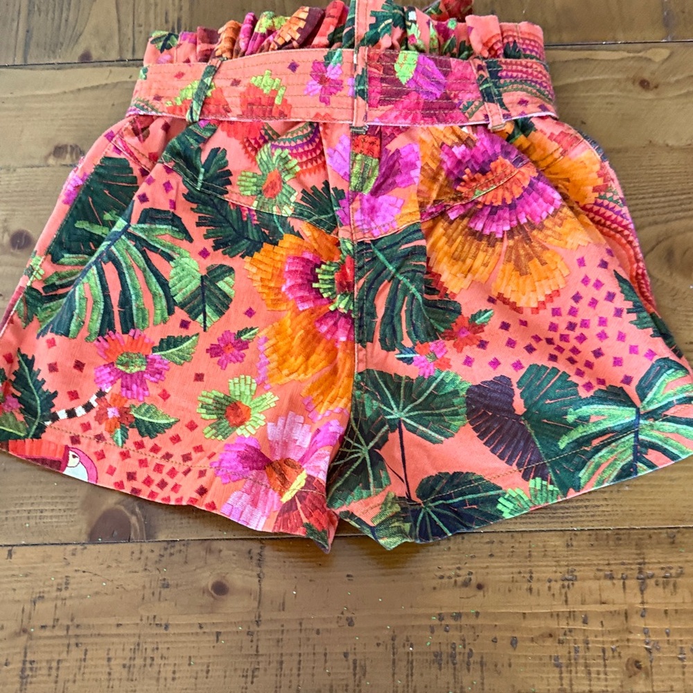 FARM Rio Tropical Print High-Waist Belted Shorts XS VGUC - Picture 5 of 5